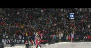 Caleb and Colton Moore Tandem Snowmobile Backflip Indian Air